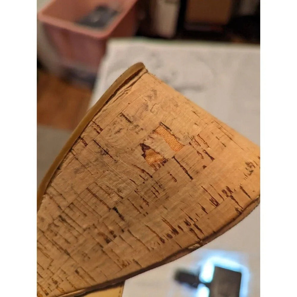 Sam Edelman Wedge Sandals Womens Size 8.5 M Romy Patent Leather Tan Flip Flop - Picture 9 of 12